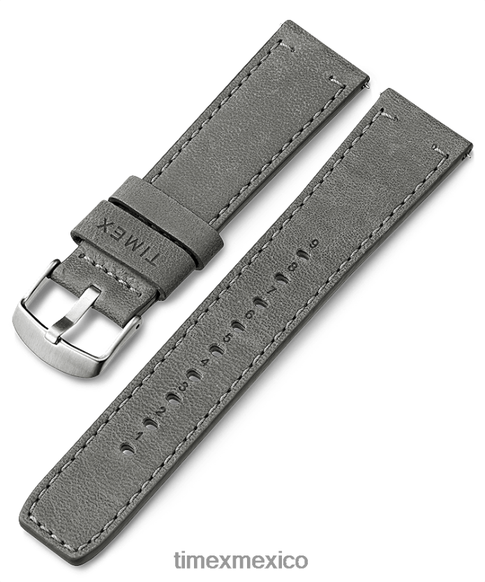 correas | Timex Correa de cuero de liberación rápida de 22 mm unisexo P08BBP459 gris