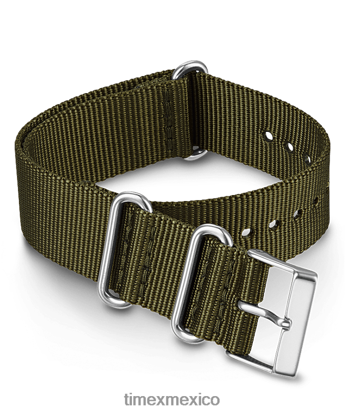 correas | Timex Correa de tela de doble capa deslizable de 20 mm unisexo P08BBP503 verde