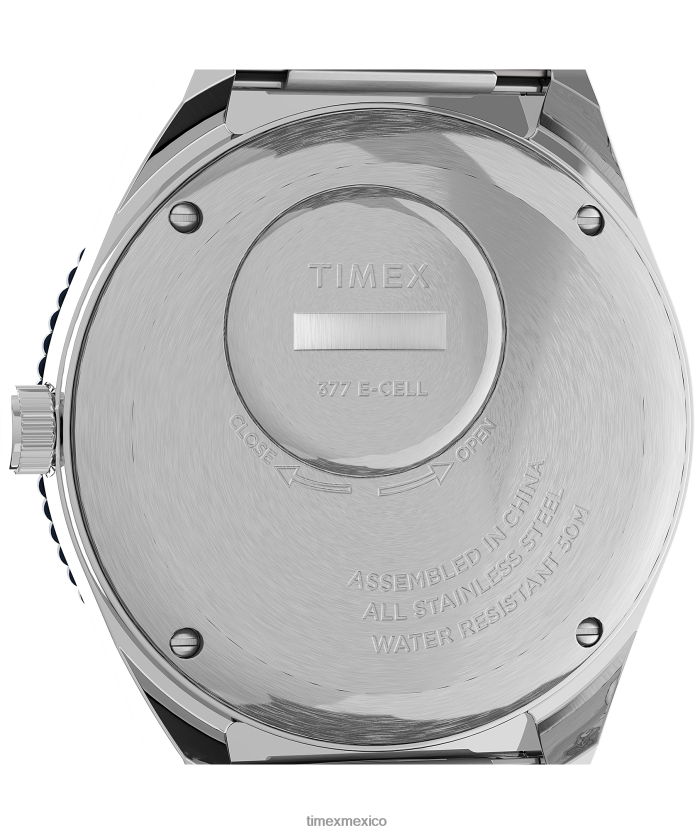 relojes | Q Timex Reedición de reloj con pulsera de acero inoxidable de 38 mm. hombres P08BBP297 acero inoxidable/azul