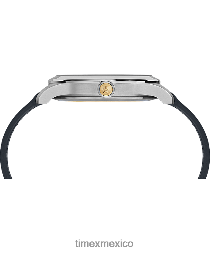 relojes | Timex Documentos americanos Reloj con correa de cuero de 41 mm. hombres P08BBP281 acero inoxidable/azul/gris