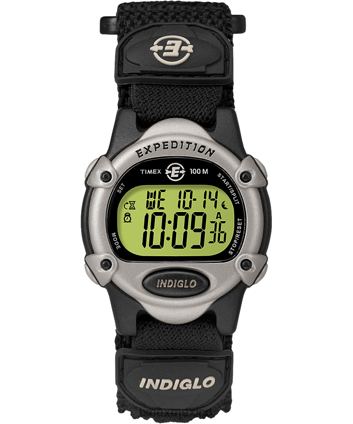 relojes | Timex Reloj Expedition Chrono-Alarm-Timer de 34 mm con correa de tela hombres P08BBP307 negro/tono plateado