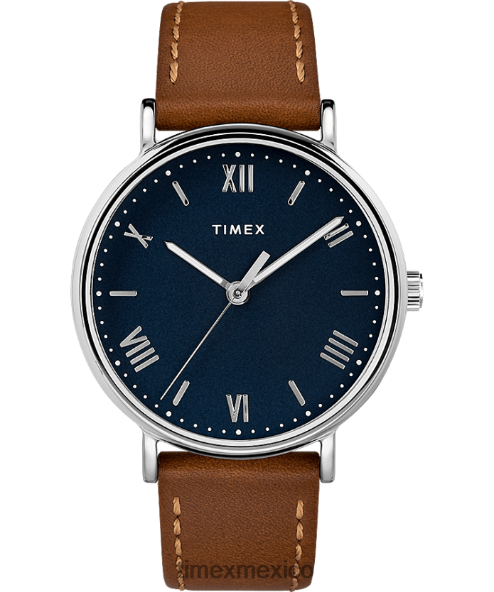 relojes | Timex reloj Southview de 41 mm con correa de cuero hombres P08BBP285 cromo/bronceado/azul