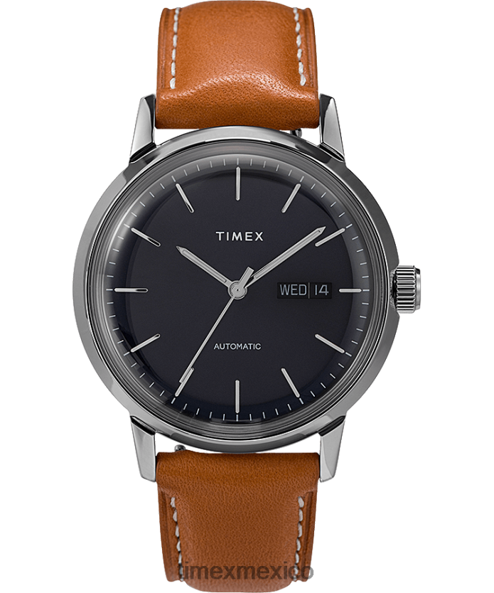 relojes | Timex Reloj Marlin automático de 40 mm con correa de piel. hombres P08BBP60 marrón/azul
