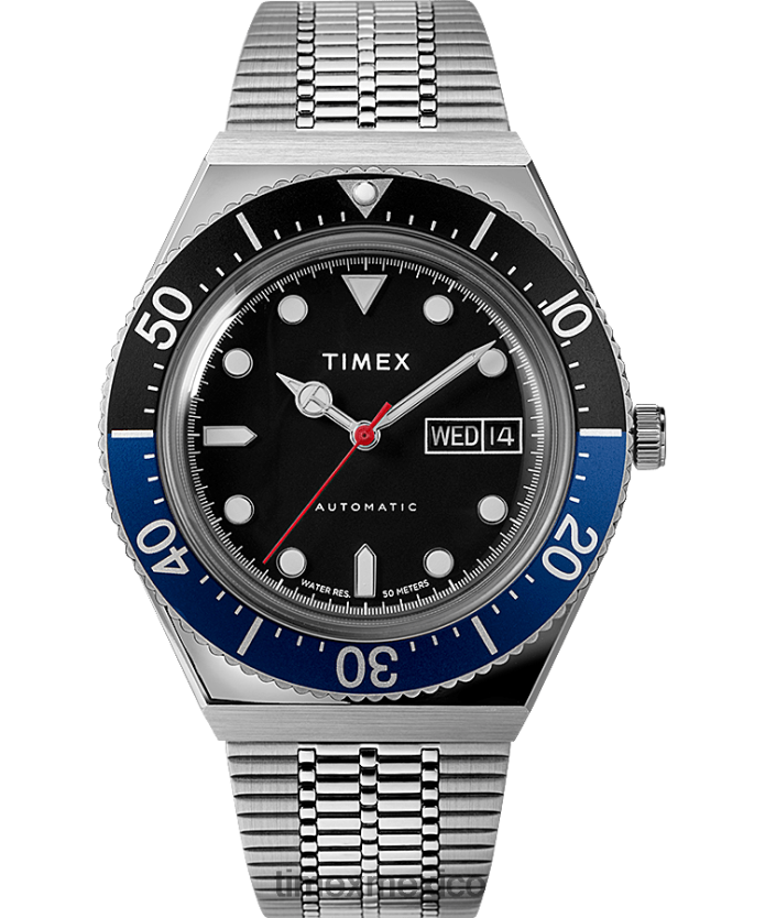relojes | Timex Reloj automático m79 de 40 mm con pulsera de acero inoxidable. hombres P08BBP48 acero inoxidable/negro/azul