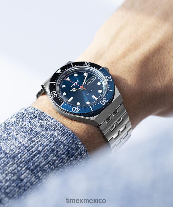 relojes | Timex Reloj automático m79 de 40 mm con pulsera de acero inoxidable. hombres P08BBP53 acero inoxidable/azul