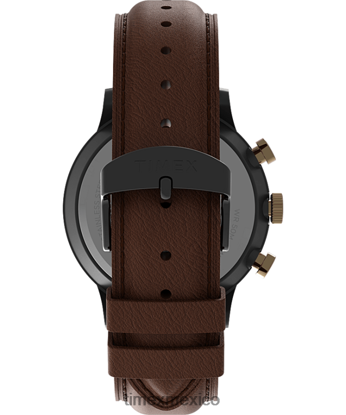 relojes | Timex Reloj cronógrafo clásico Waterbury de 40 mm con correa de cuero. hombres P08BBP92 bronce/marrón/azul