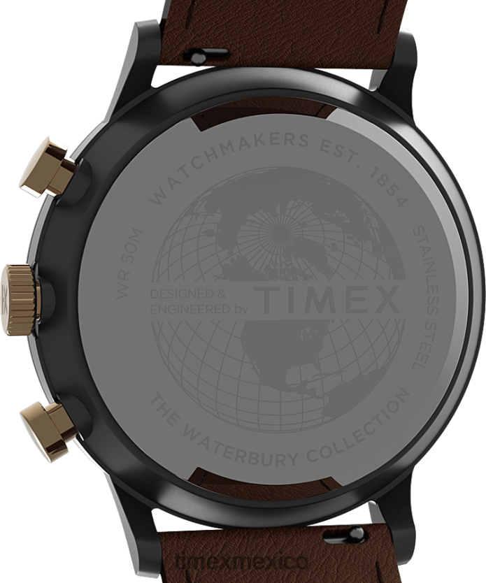 relojes | Timex Reloj cronógrafo clásico Waterbury de 40 mm con correa de cuero. hombres P08BBP92 bronce/marrón/azul