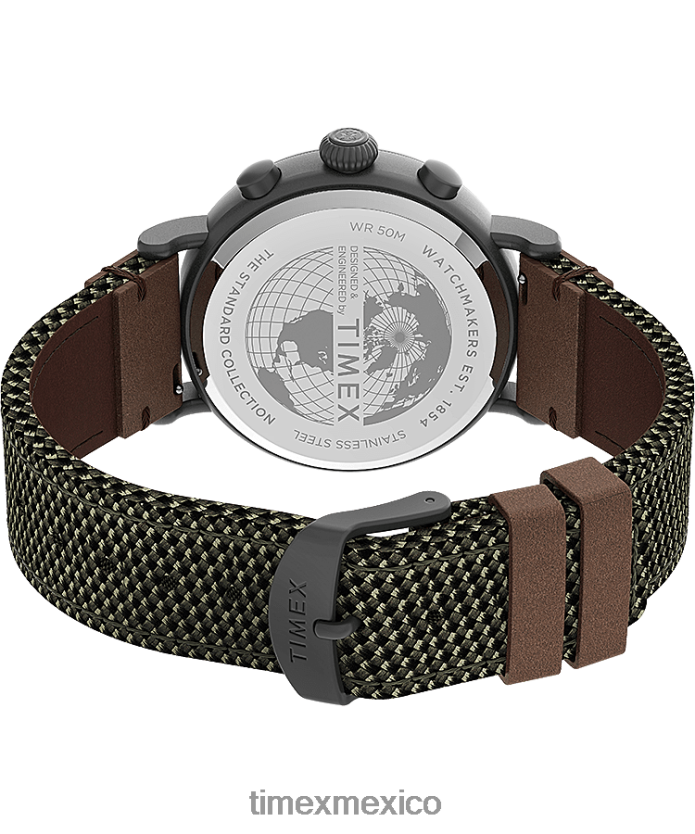 relojes | Timex Reloj cronógrafo estándar de 41 mm con correa de tela y piel. hombres P08BBP96 bronce/verde