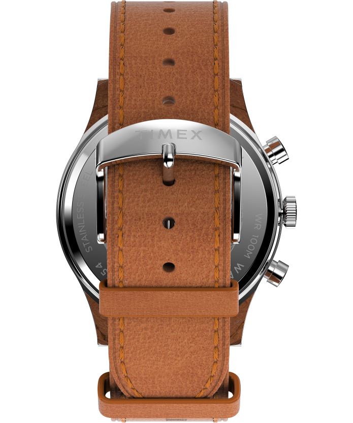 relojes | Timex Reloj cronógrafo tradicional Waterbury de 42 mm con correa de cuero. hombres P08BBP82 tostado/negro