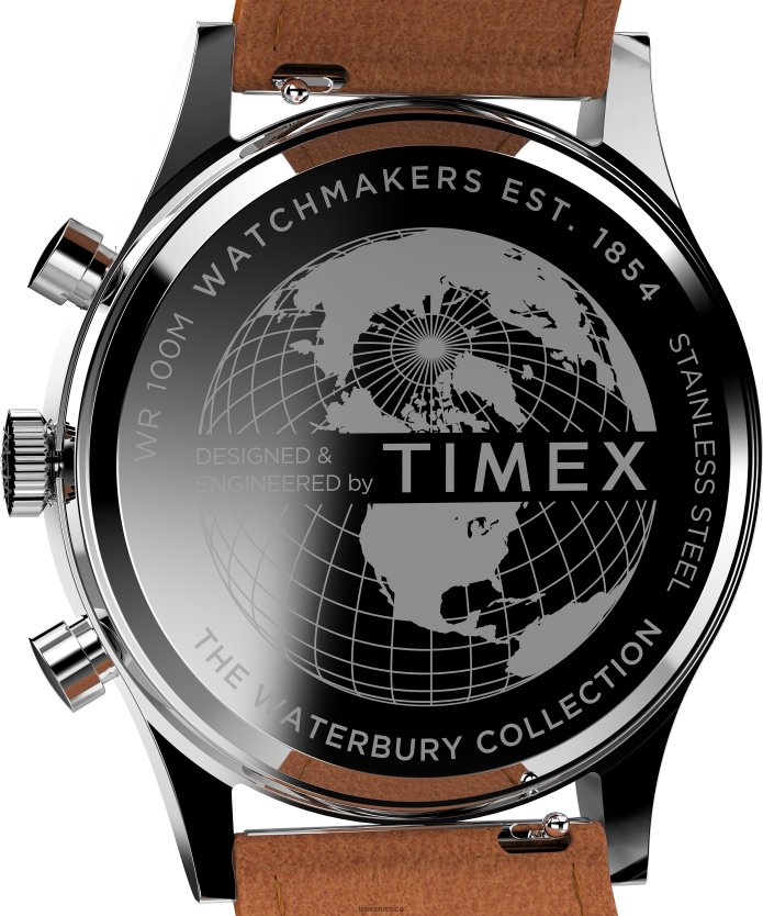 relojes | Timex Reloj cronógrafo tradicional Waterbury de 42 mm con correa de cuero. hombres P08BBP82 tostado/negro