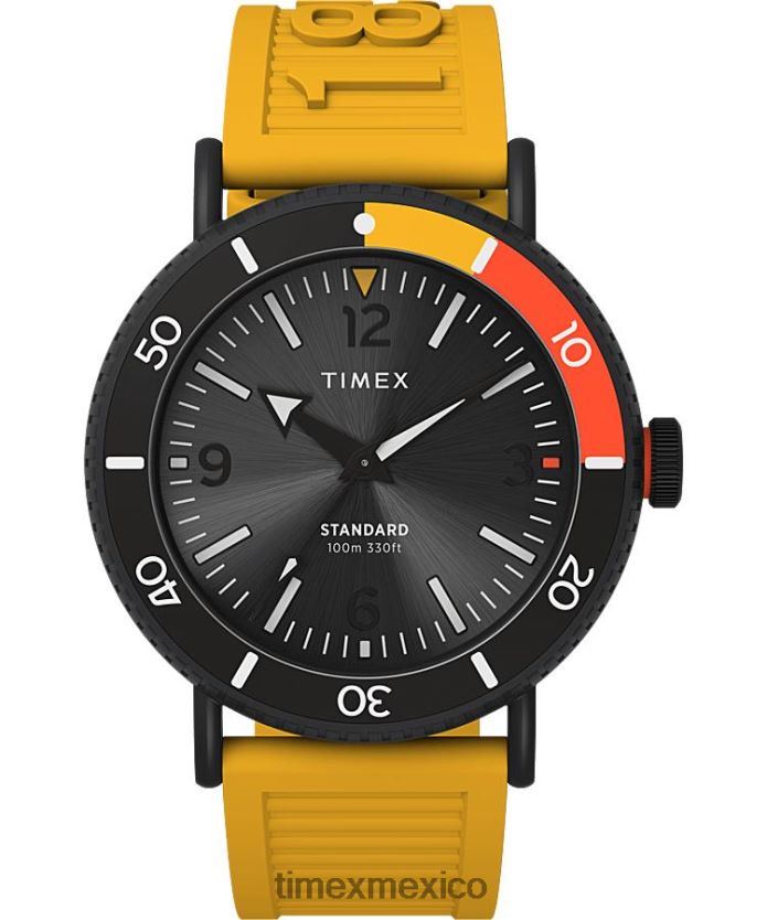 relojes | Timex reloj estándar diver de 43 mm con correa de resina ecológica hombres P08BBP105 tono plateado/amarillo/negro/otro