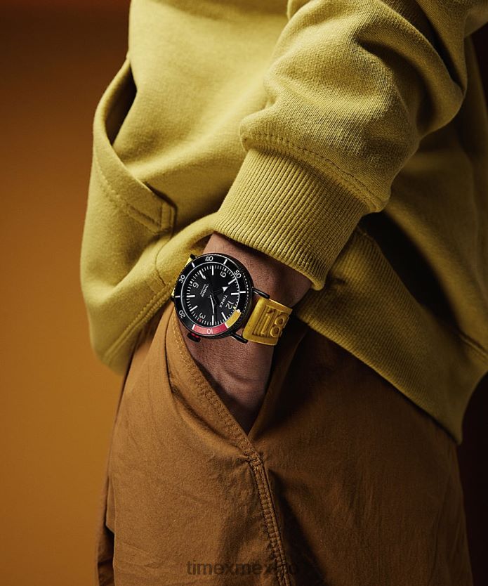 relojes | Timex reloj estándar diver de 43 mm con correa de resina ecológica hombres P08BBP105 tono plateado/amarillo/negro/otro