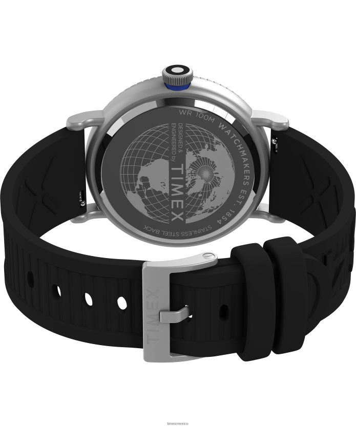 relojes | Timex reloj estándar diver de 43 mm con correa de resina ecológica hombres P08BBP99 tono plateado/negro/otro