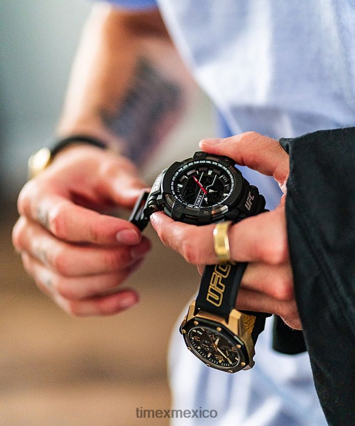 relojes | Timex reloj ufc icon cronógrafo de 45 mm con correa de silicona hombres P08BBP107 tono dorado/negro