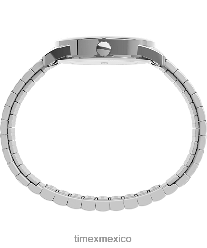 relojes | Timex Reloj Easy Reader de 38 mm con correa de expansión de acero inoxidable y ajuste perfecto hombres P08BBP148 tono plateado/blanco