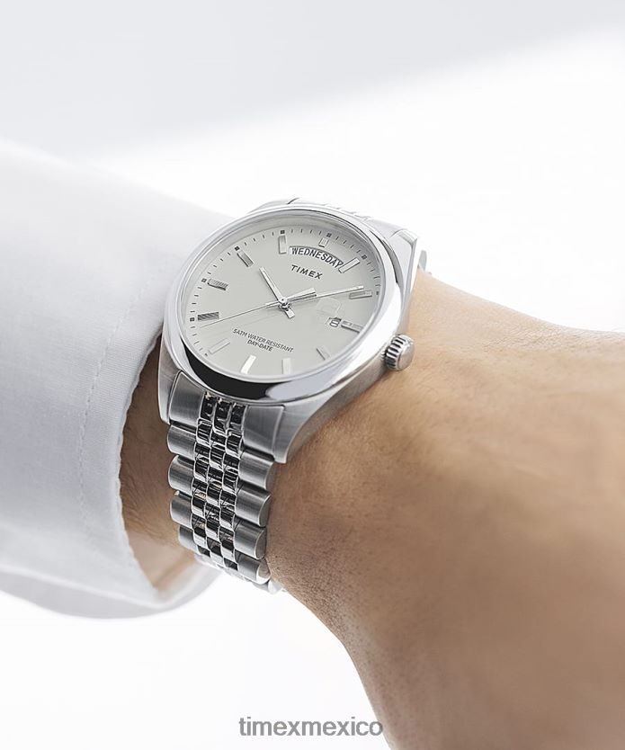 relojes | Timex Reloj Legacy con fecha y día de 41 mm con pulsera de acero inoxidable. hombres P08BBP162 acero inoxidable/gris
