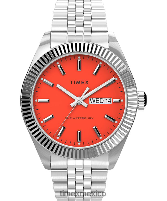 relojes | Timex Reloj Legacy de 41 mm con pulsera de acero inoxidable. hombres P08BBP158 acero inoxidable/naranja