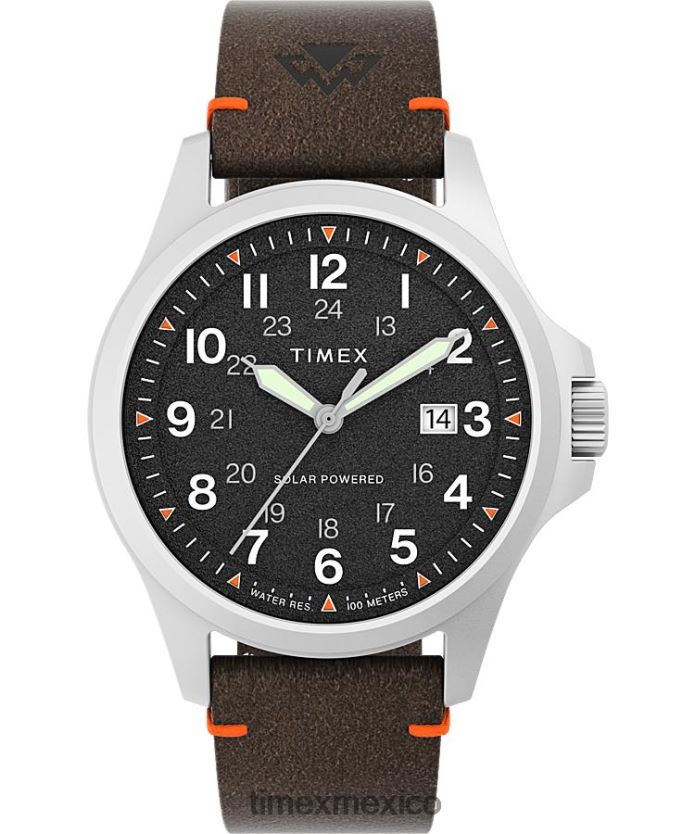 relojes | Timex Reloj Expedition North Field Solar de 41 mm con correa de cuero ecológico hombres P08BBP209 acero inoxidable/marrón/negro