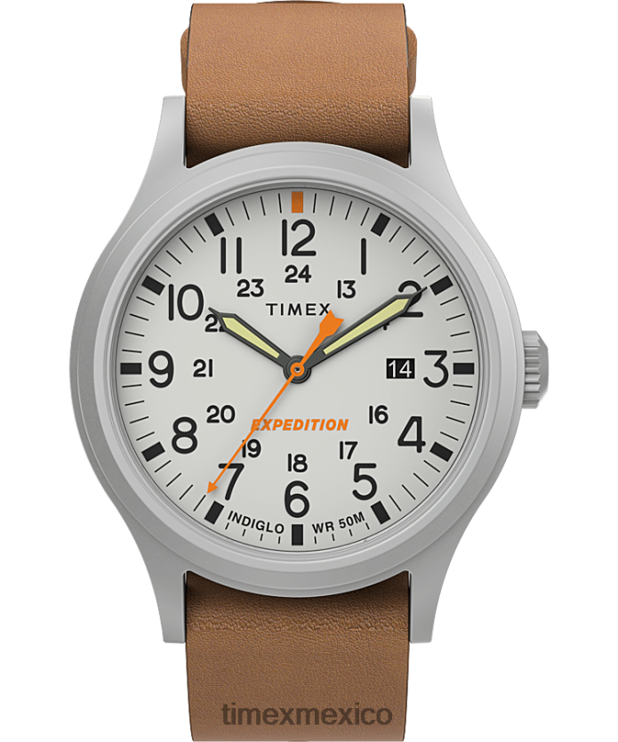 relojes | Timex Reloj Expedition North Sierra de 40 mm con correa de cuero. hombres P08BBP194 acero inoxidable/bronceado/crema