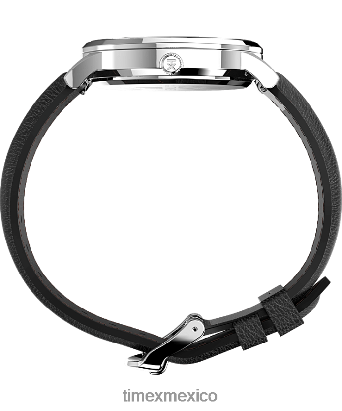 relojes | Timex Reloj Waterbury Classic con día y fecha de 40 mm con correa de cuero hombres P08BBP229 acero inoxidable/negro/blanco