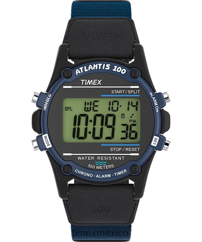 relojes | Timex Reloj atlantis de 40 mm con correa de tela y piel. hombres P08BBP206 azul negro