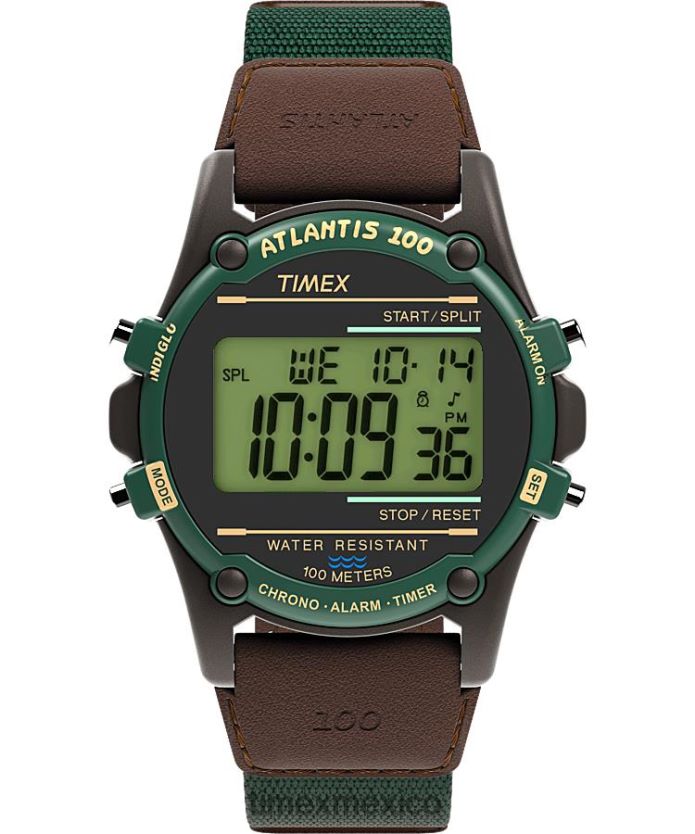 relojes | Timex Reloj atlantis de 40 mm con correa de tela y piel. hombres P08BBP238 marrón/verde