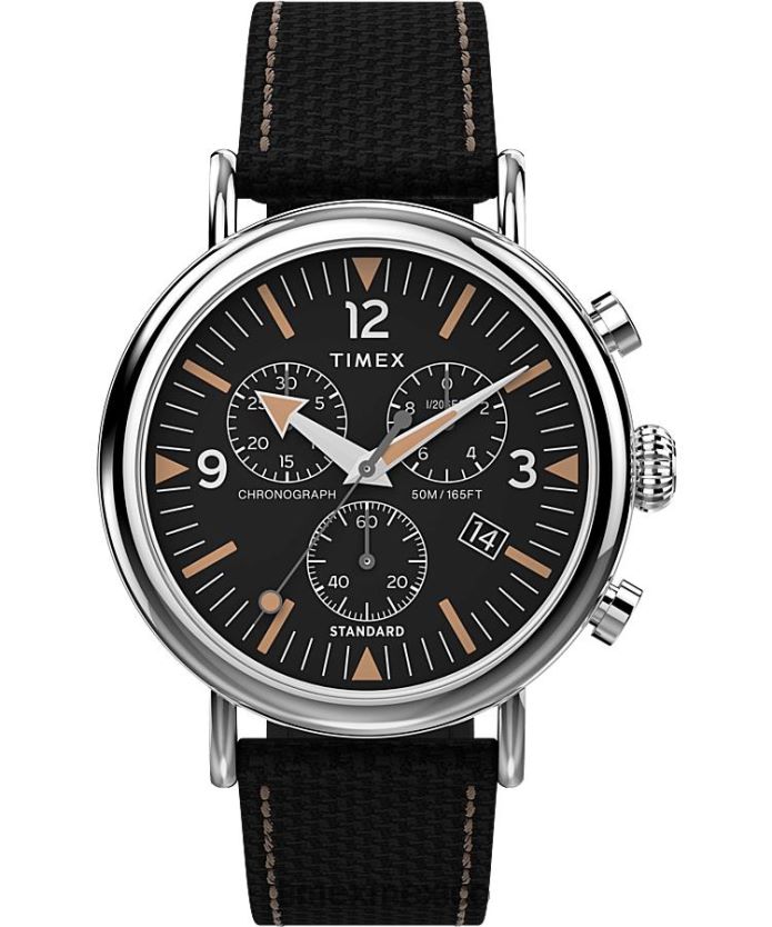 relojes | Timex Reloj cronógrafo estándar de 41 mm con correa de tela. hombres P08BBP196 tono plateado/negro