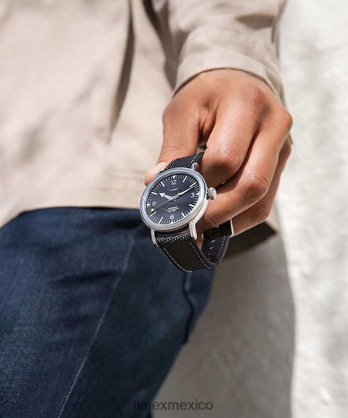 relojes | Timex Reloj estándar con correa de tela de 40 mm. hombres P08BBP217 tono plateado/negro