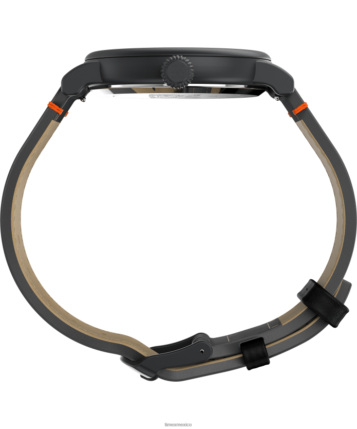 relojes | Timex estándar x cacahuetes con reloj snoopy dia de los muertos de 40 mm con correa de cuero hombres P08BBP236 negro/naranja