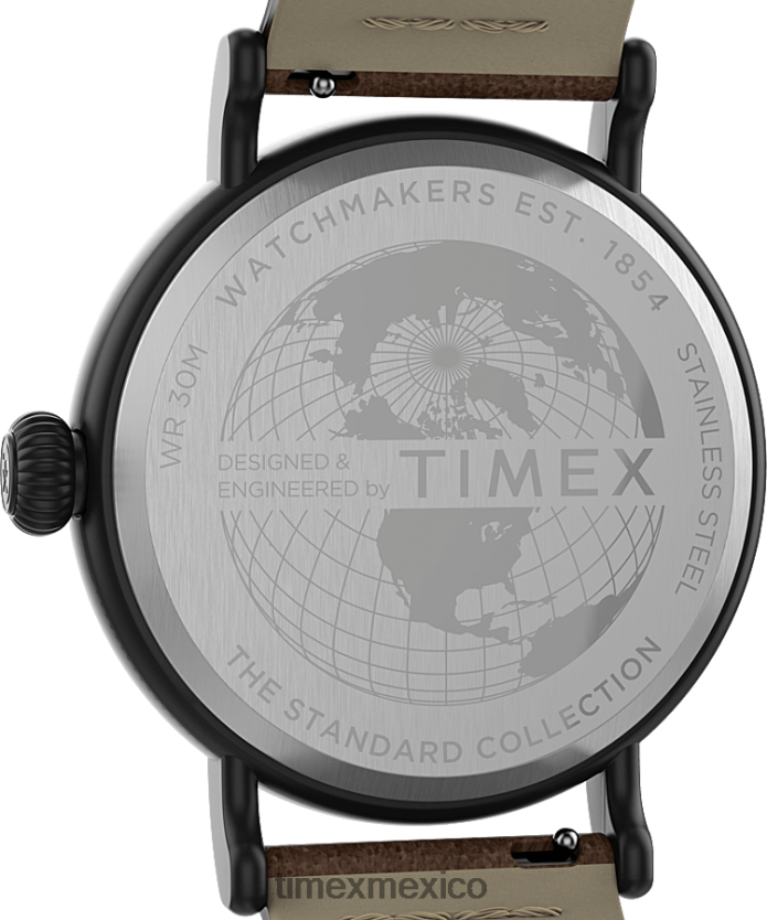 relojes | Timex reloj con correa de cuero estándar de 40 mm hombres P08BBP202 marrón oscuro