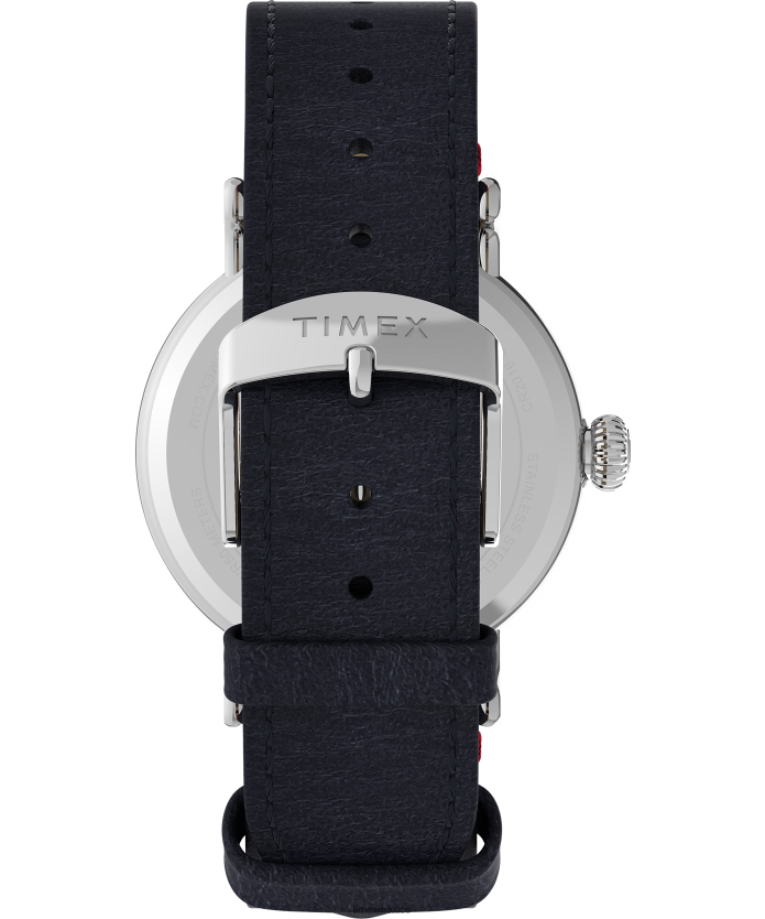 relojes | Timex reloj estándar x cacahuetes con snoopy soccer de 40 mm con correa de cuero hombres P08BBP214 tono plateado/azul