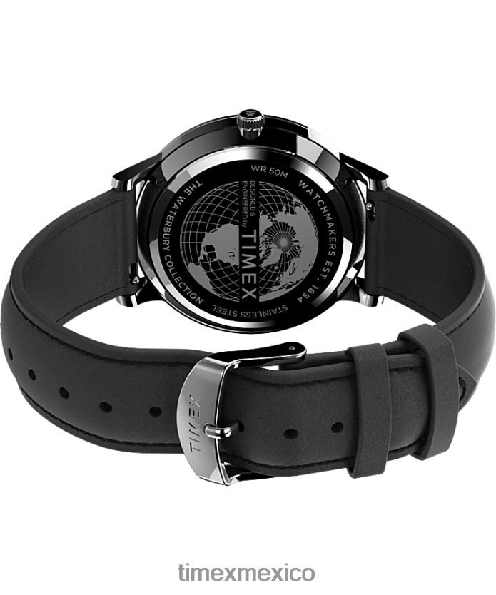 relojes | Timex reloj waterbury clásico de 40 mm con correa de cuero hombres P08BBP181 acero inoxidable/negro