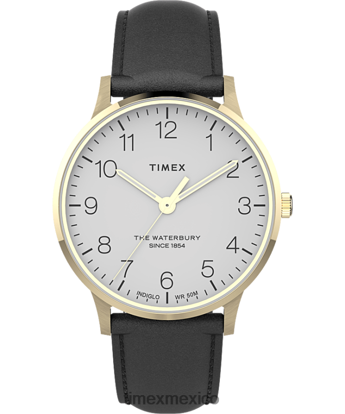 relojes | Timex reloj waterbury clásico de 40 mm con correa de cuero hombres P08BBP233 tono dorado/negro/blanco