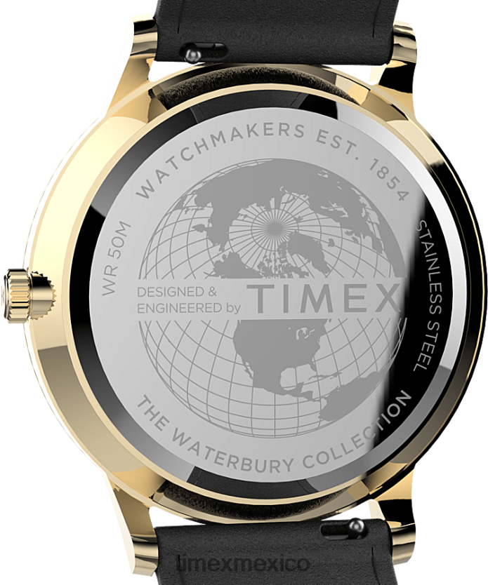 relojes | Timex reloj waterbury clásico de 40 mm con correa de cuero hombres P08BBP233 tono dorado/negro/blanco