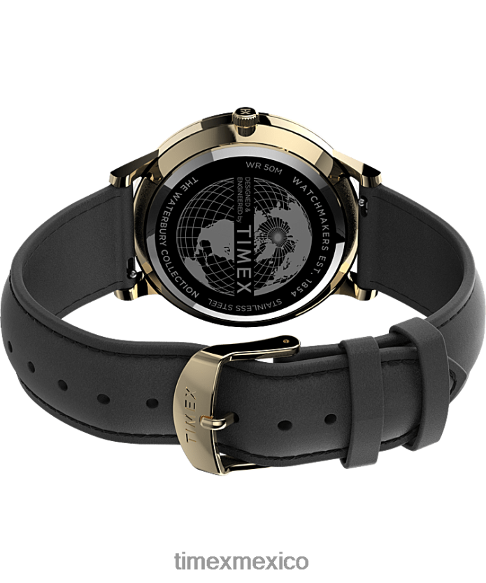relojes | Timex reloj waterbury clásico de 40 mm con correa de cuero hombres P08BBP233 tono dorado/negro/blanco