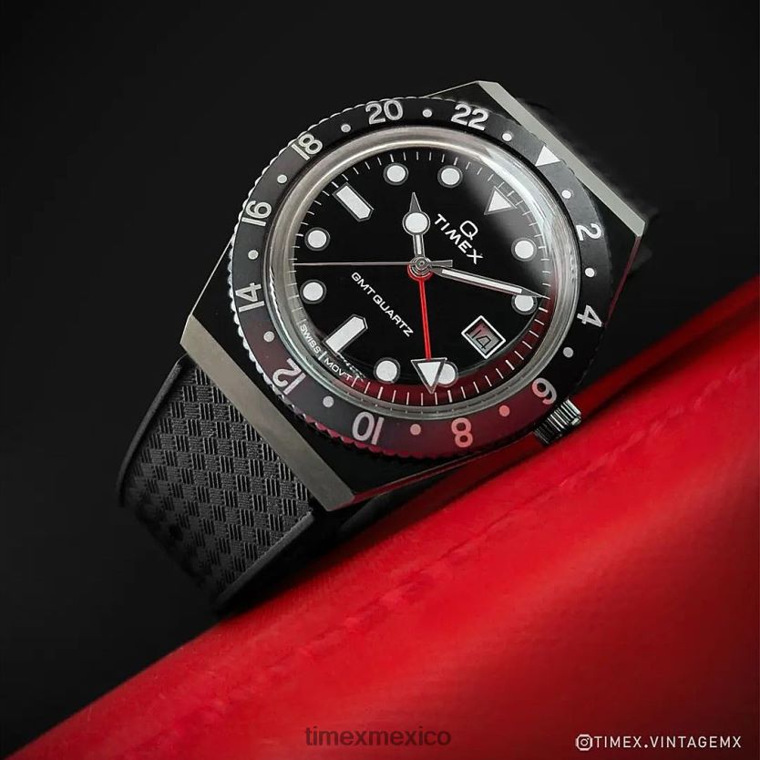 relojes | Q Timex reloj gmt de 38 mm con correa de caucho sintético hombres P08BBP30 bronce/negro