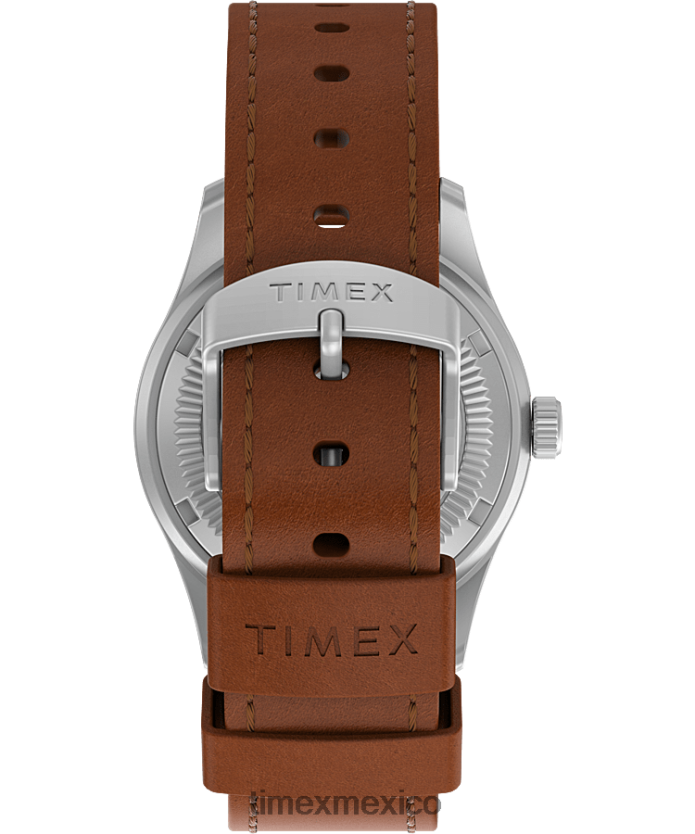 relojes | Timex Expedition North Field Post Reloj mecánico de 38 mm con correa de cuero ecológico hombres P08BBP34 acero inoxidable/marrón/azul