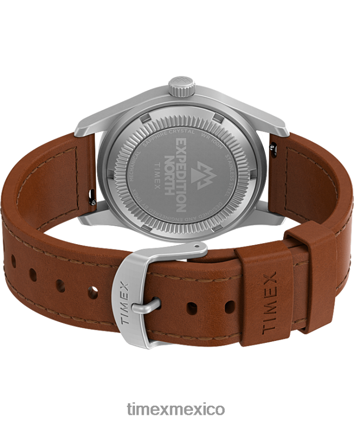 relojes | Timex Expedition North Field Post Reloj mecánico de 38 mm con correa de cuero ecológico hombres P08BBP3 acero inoxidable/marrón/blanco