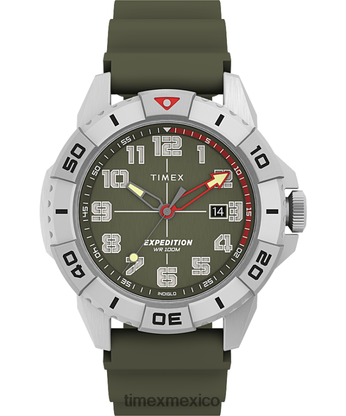 relojes | Timex Reloj Expedition North Ridge de 41 mm con correa de silicona. hombres P08BBP13 tono plateado/verde