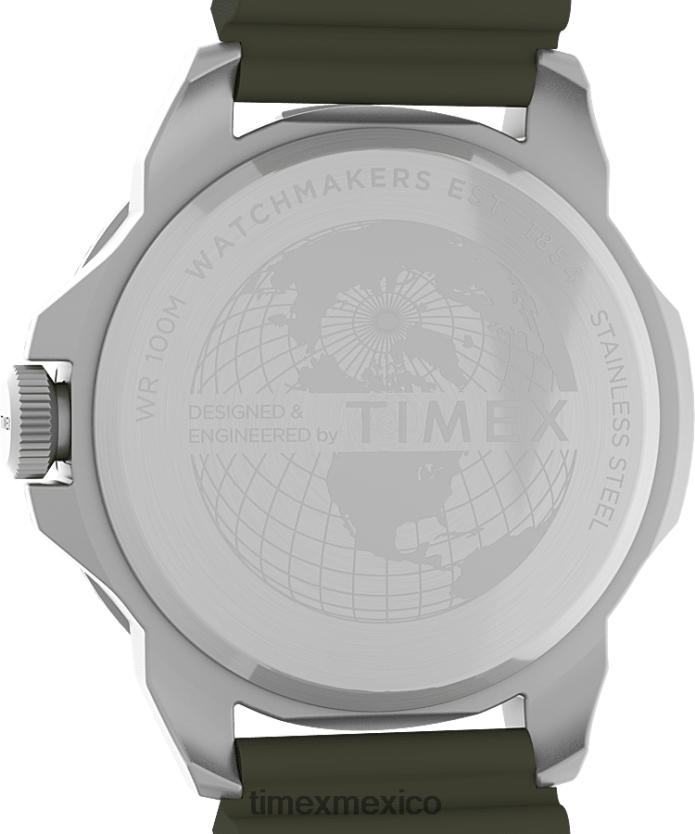 relojes | Timex Reloj Expedition North Ridge de 41 mm con correa de silicona. hombres P08BBP13 tono plateado/verde