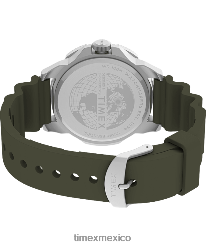 relojes | Timex Reloj Expedition North Ridge de 41 mm con correa de silicona. hombres P08BBP13 tono plateado/verde
