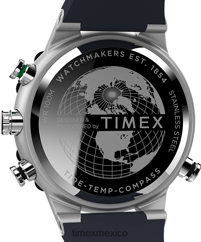 relojes | Timex Reloj Expedition North Tide-Temp-Compass de 45 mm con correa de silicona hombres P08BBP36 acero inoxidable/azul