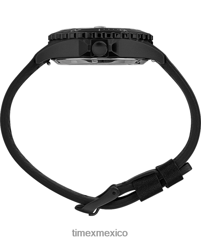 relojes | Timex Reloj Navi XL automático de 41 mm con correa de piel. hombres P08BBP35 acero inoxidable/negro