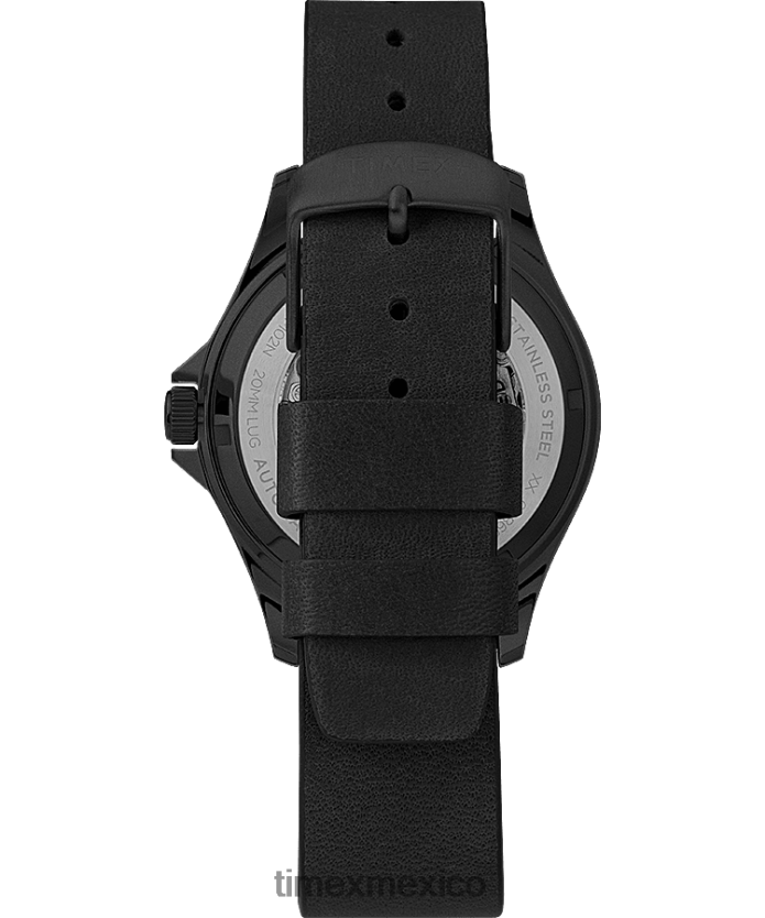 relojes | Timex Reloj Navi XL automático de 41 mm con correa de piel. hombres P08BBP35 acero inoxidable/negro