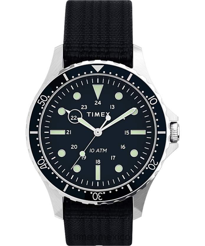 relojes | Timex Reloj Navi XL de 41 mm con correa de tela hombres P08BBP12 acero inoxidable/azul marino oscuro