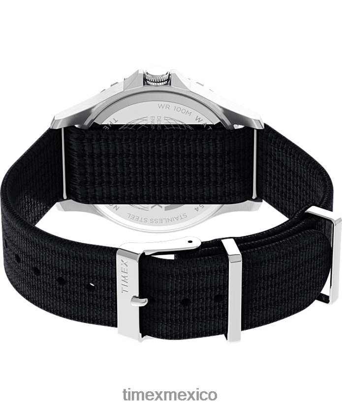 relojes | Timex Reloj Navi XL de 41 mm con correa de tela hombres P08BBP12 acero inoxidable/azul marino oscuro