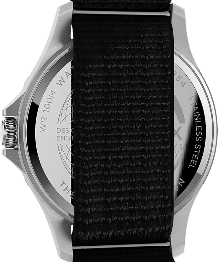 relojes | Timex Reloj Navi XL de 41 mm con correa de tela hombres P08BBP9 acero inoxidable/negro