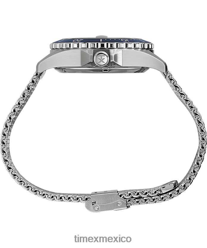 relojes | Timex Reloj navi xl automático de 41 mm con correa de malla de acero inoxidable hombres P08BBP28 acero inoxidable/azul