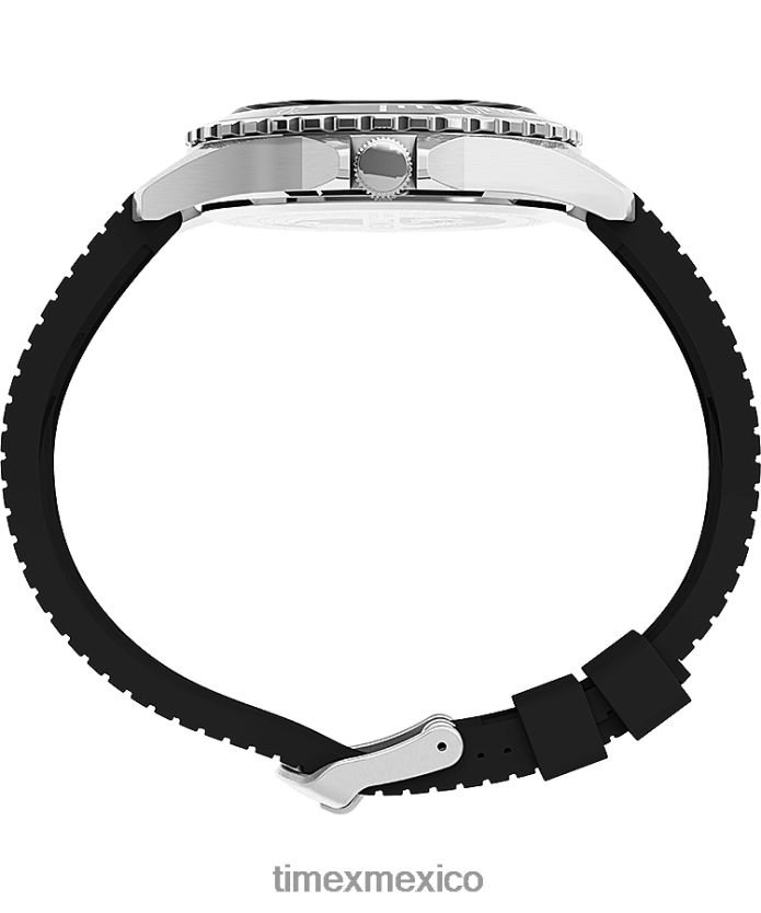 relojes | Timex reloj navi xl de 41 mm con correa de caucho sintético hombres P08BBP6 acero inoxidable/negro/azul