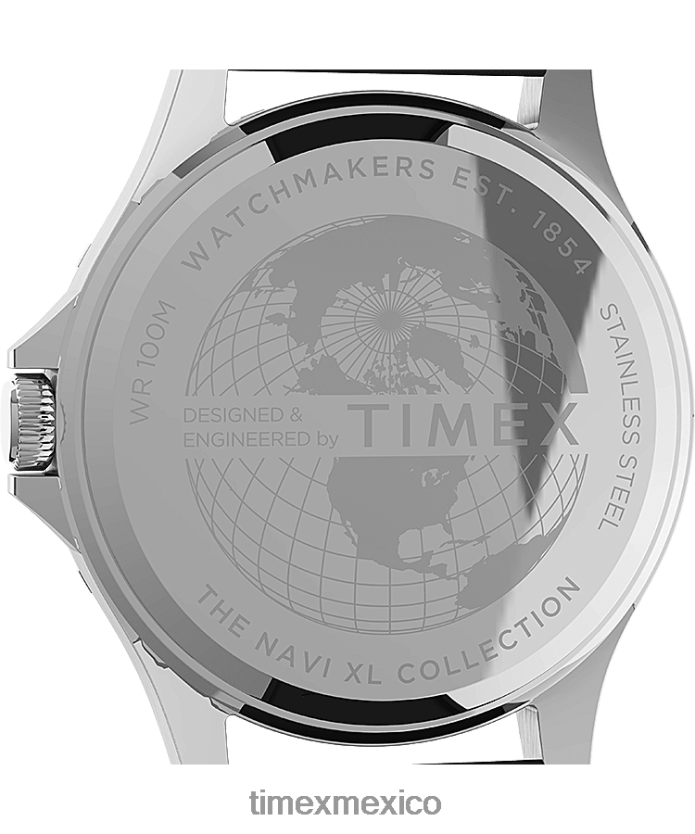 relojes | Timex reloj navi xl de 41 mm con correa de caucho sintético hombres P08BBP6 acero inoxidable/negro/azul